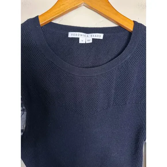 Veronica Beard Leila Wool Rib-Knit & Plaid Sweater - Picture 4 of 7